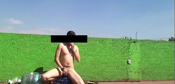  Jerking in public at y neighbor roof top